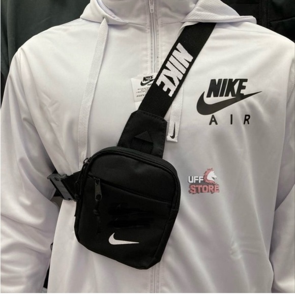 NWT Unisex Nike Mini Logo Print Strap Crossbody/Belt Bag 7” X 5”  Black & White - Picture 1 of 11